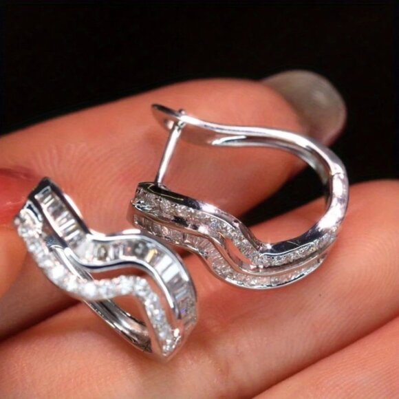 925 Sterling Silver Womens 2ct Diamond Small Hoop Earrings Ladies Hoops Jewelry